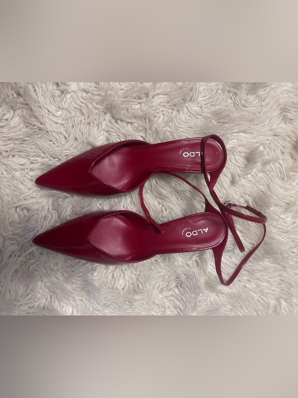 Aldo Red Patent Slingback Pointed-Toe Heels